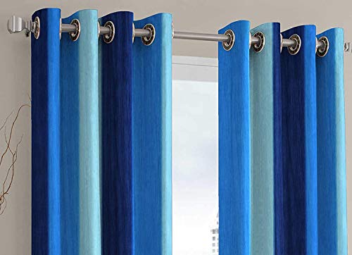 Image of Polyester Blend Long Crush Eyelet Window 5 ft Curtains (Aqua Blue) Set of 2