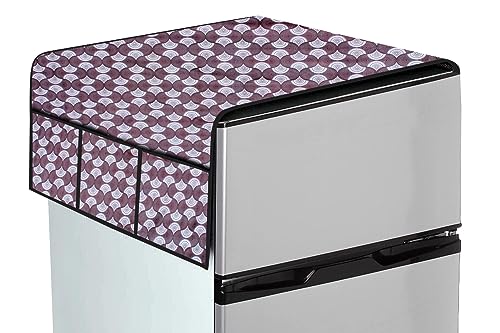 Image of The Furnishing Tree Fridge Top Cover Compatible for Samsung RR24C2823S8 /NL, 223 LTR WxL 65x111 in CM Counterchange Pattern Grey