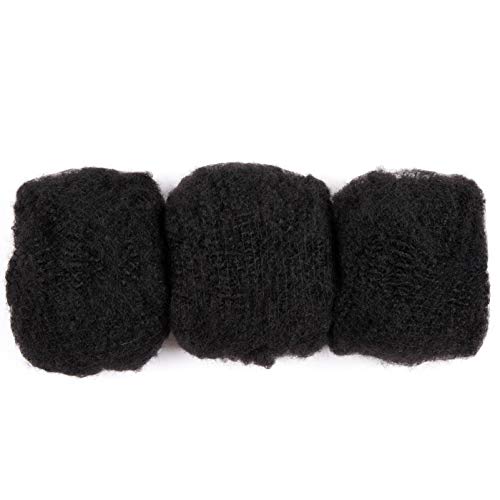 3 Bundles Afro Kinkys Bulk Human Hair for Dreadlocks and Twist Braiding Full Head 100% Human Hair Soft Afro Kinky Curly Hair Bulk for Dreads DIY Straighten 10inch(1B#, 10 INCH)
