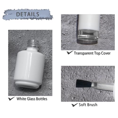Empty Gel Nail Polish Bottles, 15ML Empty Nail Polish Bottles with Transparent Top,Opaque Round Refillable Fingernail Polish Bottles UV Safe with Mixing Balls & Funnels, Pack of 6 (WHITE)4