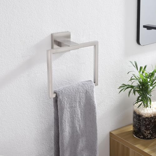 Image of KOKOSIRI Bath Towel Ring Towel Hanger Bathroom Towel Holder Towel Rack Wall Mounted Stainless Steel Contemporary Style, Brushed Steel, B3004BR
