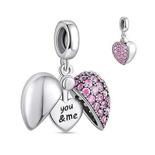 NINGAN Abalorio de plata de ley 925, compatible con pulseras y collares de Pandora, Biagi, Chamilia y europeas de Ningan (rosado)