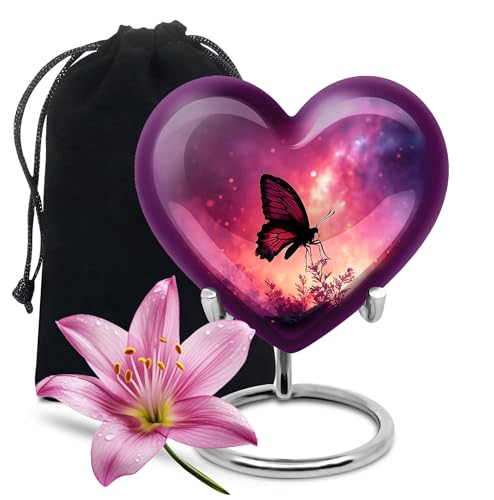 Image of Butterfly Urn for Ashes Burial Urn for Mom & Dad 8 Inch Large | Burial Urn for Mom & Dad, Cremation Urns for Adult Male, Unique Urns for Human Ashes Adult Man