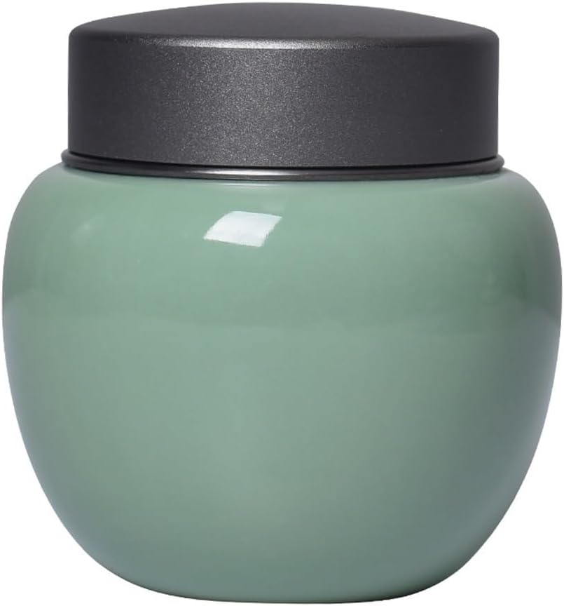 SONGCHAO Sugar Jar Celadon Tea can, Ceramic Sealed, Portable Travel Storage, Home Box Tea Canister(A)