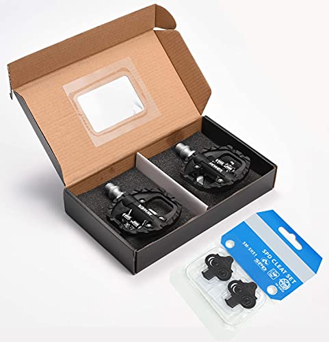 Xewea Mtb Bike Pedals Dual Platform Compatible With Shimano Spd Mountain Clipless Pedals, 3-Sealed Bearing Lightweight Nylon Fiber/Alloy Bicycle Pedals For Bmx Spin Exercise Peloton Trekking Bike #TOP7