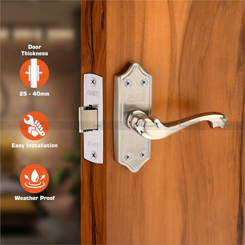 Image of Duke Lock Stainless Steel Baby Mortice Set 2004 SS for Main Door, Kitchen, Bedroom, Office, Brass Latch Body with Premium Design Stainless Steel Color 100 MM (5 INCH)
