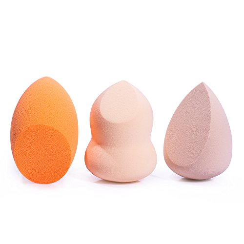 3PCS Makeup Sponges, Complexion Beauty Wet Cosmetics Puff Set, Gourd, Egg and Water-drop Shaped Polyurethane Foam Cosmetics Sponges, Latext-free, Multi-Purpose, Ideal for Blending