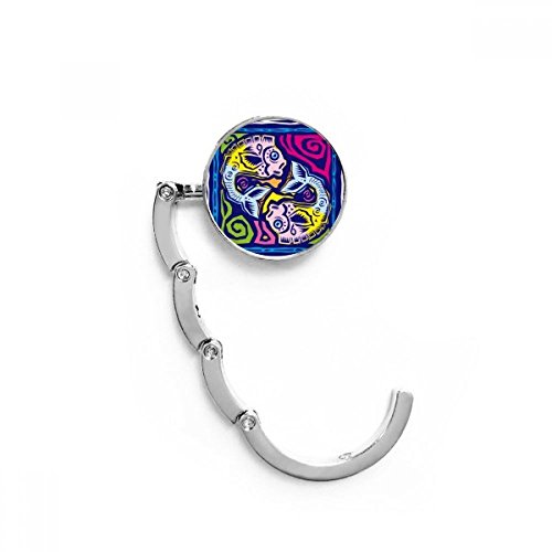 Colgador de bolso plegable para mesa con grabado de Piscis y cultura de México