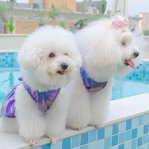 Image of CuteBone Dog Dress Mermaid Girl Puppy Bling Skirt Cat Outfit Small Dogs Costume Pet Clothes for Holiday Beach DD10XS