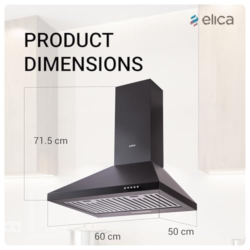 Image of Elica 60cm 1350 m3 /hr Baffle Filter Kitchen Chimney | 5 Years Motor Warranty | Push Button Control | Black | AH PLUS 260 BF NERO