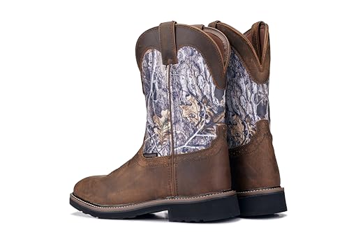 Image of Golden Fox Men's Waterproof 11 inch Square Toe Western Work Boots Soft Toe Pull-On Lightweight Outsole EH Rated Industrial Safety Boots