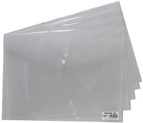 Tiger 10 x HIGH GRADE A3 CLEAR STUD PRESS WALLETS Plastic Document Popper File Art Folders
