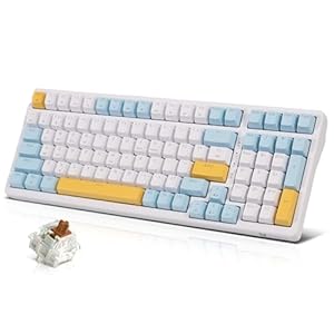 Qisan Mechanical Wireless Keyboard USB Wired Gaming Keyboard Ice Blue Led Backlit Keyboard Brown Switch 100 Keys US Layout | Computer Accessories | Mechanical Keyboards Wireless | Gaming Keyboards