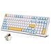 Qisan Mechanical Wireless Keyboard USB Wired Gaming Keyboard Ice Blue Led Backlit Keyboard Brown Switch 100 Keys US Layout | Computer Accessories | Mechanical Keyboards Wireless | Gaming Keyboards