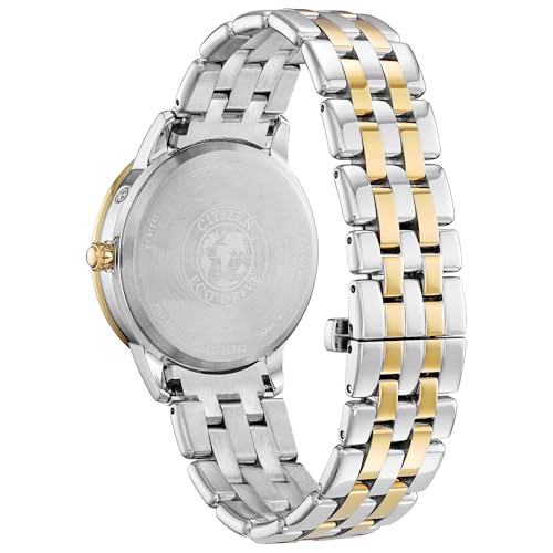 Image of Citizen Women's Eco-Drive Calendrier, Moon Phase Diamond Accents Dial, Stainless Case and Bracelet Watch, Month /Day /Date