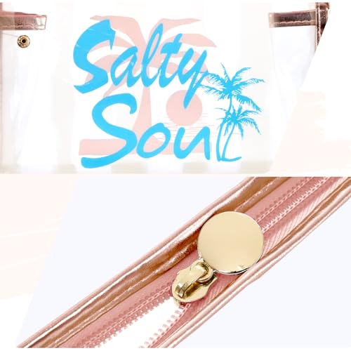 Image of COSHAYSOO Sunscreen Bag Clear Makeup Toiletry Pouch Beach Vacation Essentials for Women Teen Girls Trip Gifts Summer Pool Travel Must Have Accessories Waterproof Stuff