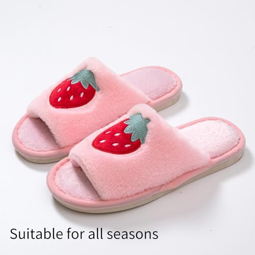 Strawberry Slippers for Women Indoor Cute Summer House Slippers Shoes Plush Cozy Cotton Open Toe Home Bedroom Slip On Slides Soft Lightweight Memory Foam Sole3