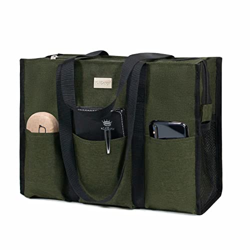 Image of TOPDesign Utility Water Resistant Tote Bag with 13 Pockets, Top Zipper Closure & Thick Bottom Support, for Working Women