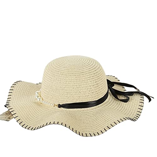 Chapeau en tricot de paille haut de gamme orné de perles