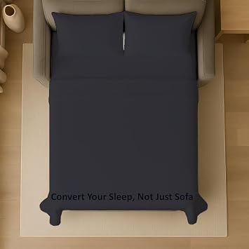 4 Piece Sleeper Sofa Luxury Bed Sheet Set 100% Egyptian Cotton 800 Thread Count Full Size (54 x 72) Inch Fits Mattresses Up to 5 Drop - Black Solid