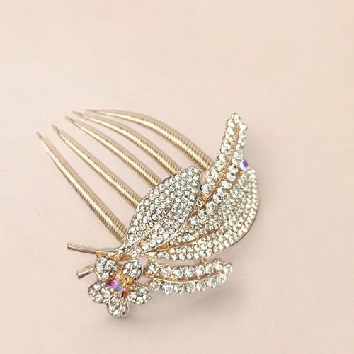 Image of BellaStella Premium Rhinestone Metal Side Hairpin Decorative Hair Bun Comb Bridal Wedding Hair Accessory For Women And Girls Pack of 1 Pc (White)