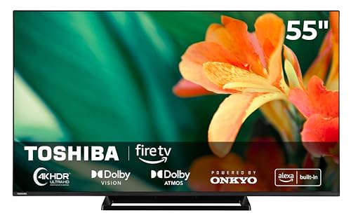 Toshiba Fernseher 55 Zoll Smart TV Fire TV 4K UHD Fernseher Dolby Vision HDR & Dolby Atmos, Sound by Onkyo, Triple-Tuner, LED TV 55UF3F63DAR (2026)