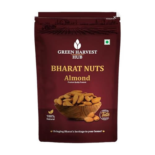 Bharat Nuts Pure California Almonds/Badam Whole | 200g | Real Nuts, High in Fiber, Badam Giri | Rich in Protein | Dry Fruits | Rich in Protein | Magnesium | Phosphorus | Dietary Fibre | Zero Cholesterol | Boost Immunity and Health