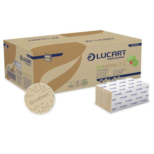 Asciugamani piegati a"V" Lucart EcoNatural V2 2 veli avana