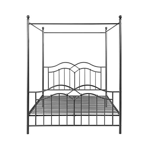 Christopher Knight Home Simona Traditional Iron Canopy Queen Bed Frame, Charcoal Gray #TOP5
