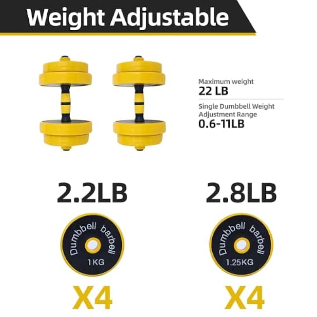 FUXION 44LB Adjustable Dumbbell Barbell Weight Pair