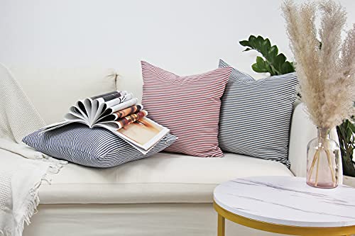 Jojusis Striped Throw Pillow Covers Soft Solid Farmhouse Classic Decorative Cushion Pillowcases For Sofa Bedroom Car 18 X 18 Inch Red Pack Of 2 #TOP5