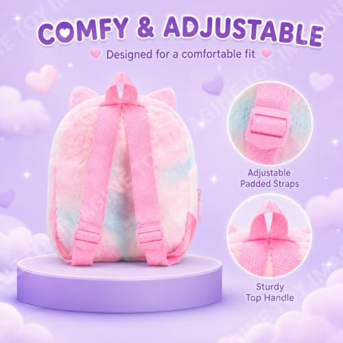 Image of Toy Imagine Unicorn Plush Sequin Backpack for Girls, Ages 1-8 Years