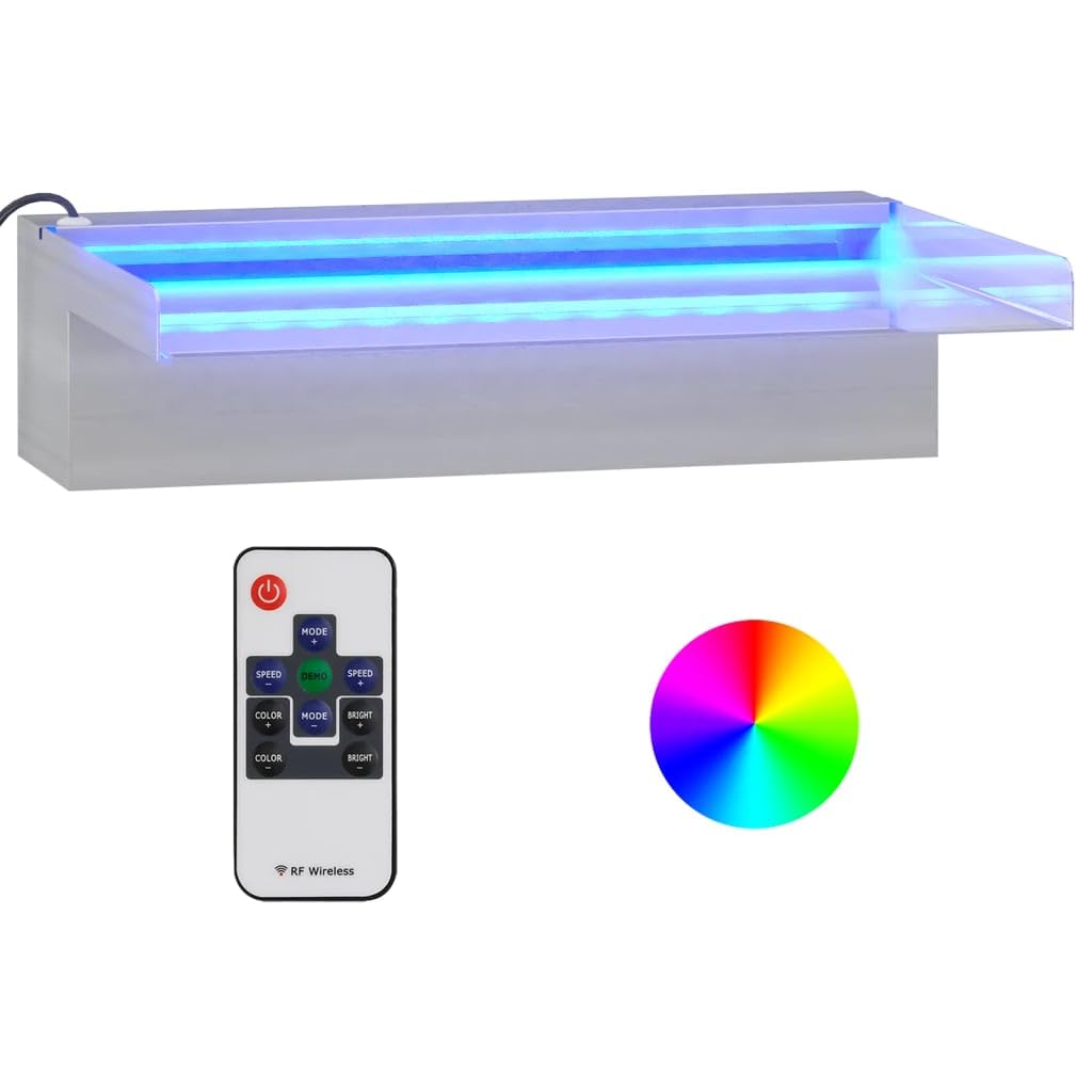 Fontaine de Piscine, Fontaine Piscine Cascade Cascade Bassin Extérieur avec LED RVB INOX 30 cm