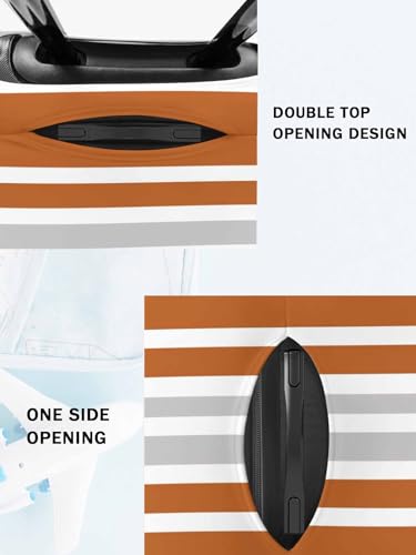Contrast Geometric Travel Luggage Cover, Gray Orange Stripe Anti-scratch Elastic Luggage Covers For Suitcase Protector, Washable Baggage Covers4