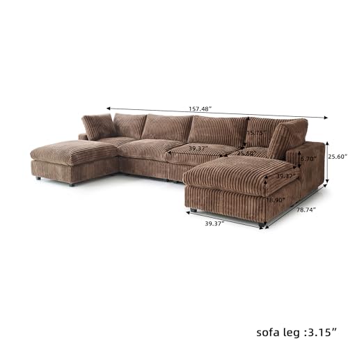 JACH-157-Cloud-Modular-Couches-for-Living-Room-Convertible-Sectional-Couch-Modern-Deep-Seat-Sleeper-Sofa-Sofa-Covers-Removable-Fluffy-Sofas-with-Chaise-Ottomans-for-Party-Apartment-Brown JACH 157 Cloud Modular Couches for Living Room Convertible Sectional Couch Modern Deep Seat Sleeper Sofa Sofa Covers Removable Fluffy Sofas with Chaise Ottomans for Party Apartment Brown