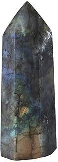 mookaitedecor Healing Crystals Point Wand Tumbled Faceted Prism Reiki Stone Meditation Decor,Natural Labradorite