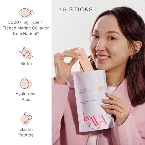 Liquid Collagen Jelloskin Solution | Marine Collagen + Hyaluronic Acid + Elastin peptides Supplements - Hair Skin and Nails | Hydrolyzed Marine Collagen for Women |15 Packets Peach Flavor - Image 3