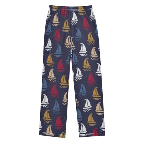 ZZXXB Sailing Boat Boys Long Pants Soft Trousers Elastic Waist Kids Lounge Bottoms with Pockets S-XL
