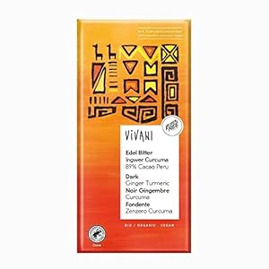 Vivani Chocolade Puur 89% Gember/Kurkuma Peru, 80 g, 1 Units