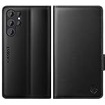CASBST for Samsung Galaxy S23 Ultra Case, Kickstand Flip Leather Wallet Book Case with Card Slots Shockproof Magnetic Closure Protective Phone Case Cover Compatible with Samsung S23 Ultra - Black