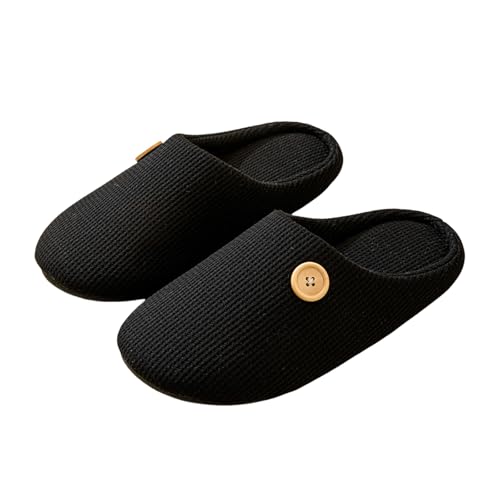House Slippers for Women Arch Support Memory Foam Comfort Indoor Outdoor Shoes Non Slip Sole Soft Plush Fleece Lined Warm Cozy Slip On Slippers Casual Home Footwear for Bedroom Living (Black,8.5)
