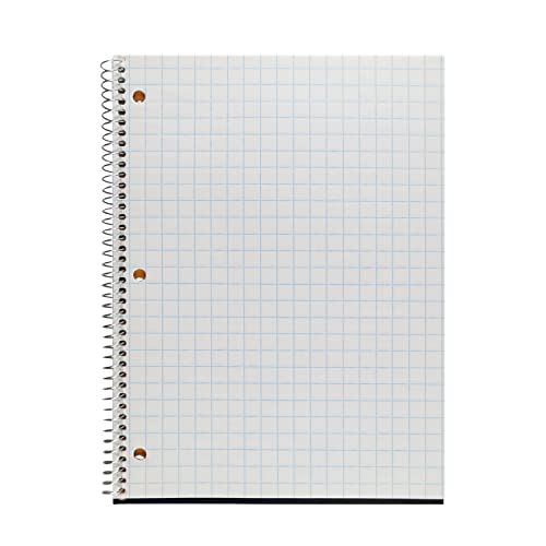 Hilroy 1-Subject Coil Notebook, 8" x 10.5", Metric Graph Ruled with 1 cm-Square Ruling on Front and Plain Ruling on Back, 80 Pages/40 Sheets, 3-Hole Punched, 1 Notebook, Orange Cov image 1
