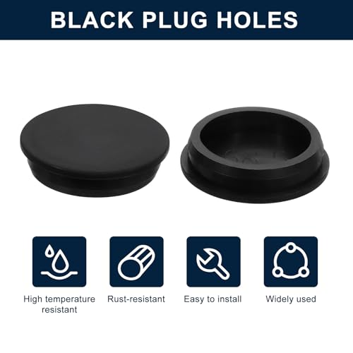 Image of uxcell 2 Pcs Black Plug Holes, Waterproof Rubber Button Plug for 68mm / 2.68 inch Hole