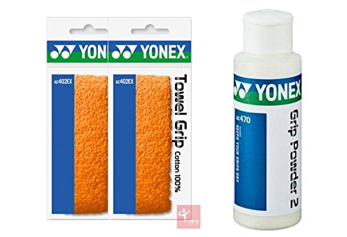 Yonex Towel Grip (x2) und Yonex Grip Powder Packung, Orange