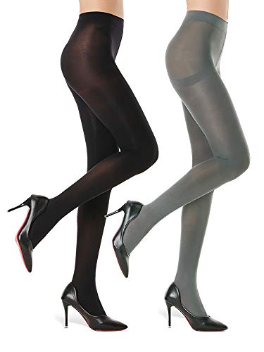 Image of G&Y 2 Pairs Semi Opaque Tights for Women - 70D Microfiber Control Top Pantyhose