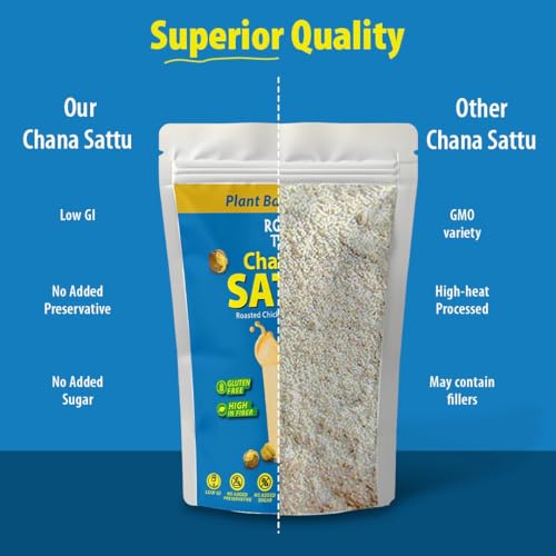Image of Roasty Tasty Chana Sattu Powder | Plant Based Protein | Energy Booster | High in Protein | High in Fiber | Healthy Food | Roasted Chana | Chana Flour | Sattu Atta | Gluten Free | 500 gm