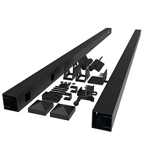 5-ft 3 Rail Aluminum Fence Adjustable Gate Kit Black
