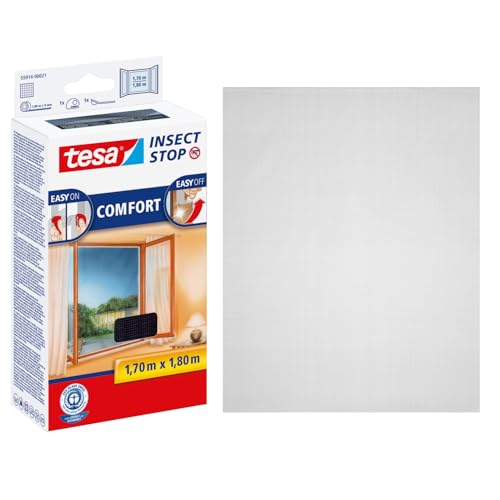 tesa INSECT STOP Klett Fliegengitter Premium - 170 cm x 180 cm Anthrazit