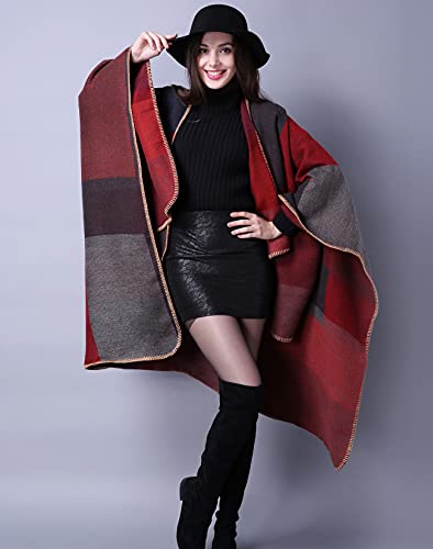 Women's Shawl Wraps Sweater Poncho Cape for Fall Winter (Series 1-GZR) - Thumbnail 3