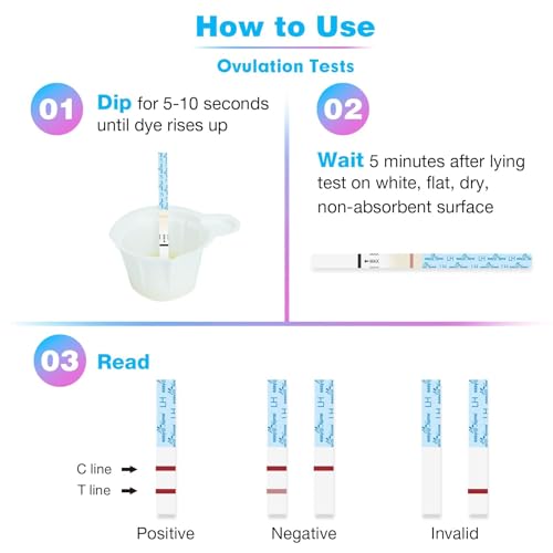 easyhome ovulation test predictor kit  accurate fertility test for women width of 5mm fertility monitor test strips 50 lh strips with 50 urine cups